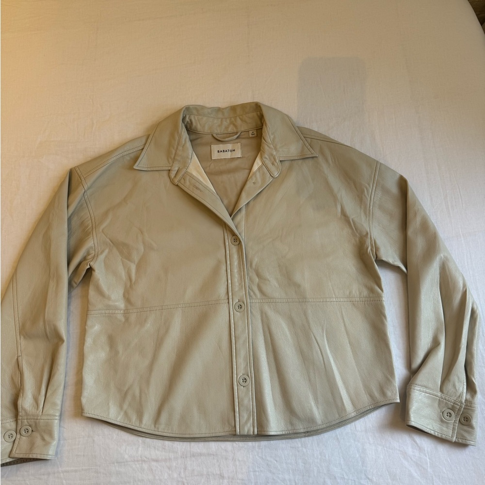 Babaton Women's Cream Leather Jacket